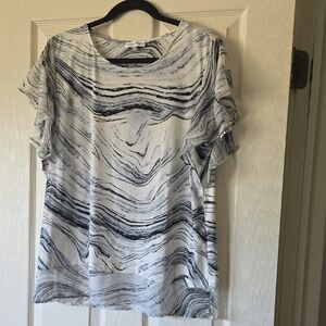 Calvin Klein Collection Black and White Swirl Blouse